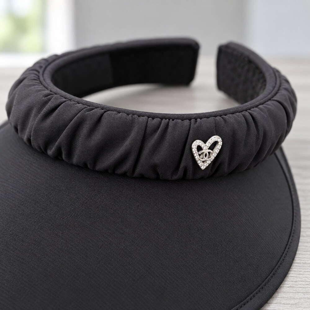 CHANEL Black Ruched Sun Visor - Picture 5 of 6